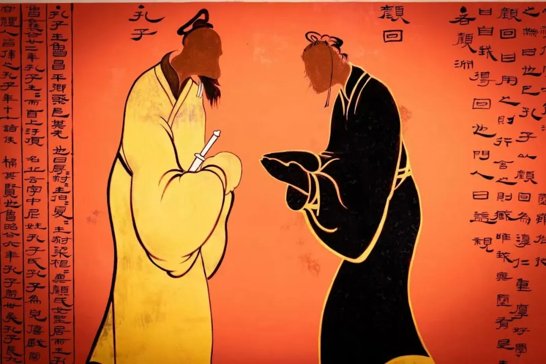 漆衣镜上的孔子与颜回(图片由南昌汉代海昏侯遗址管理局提供)